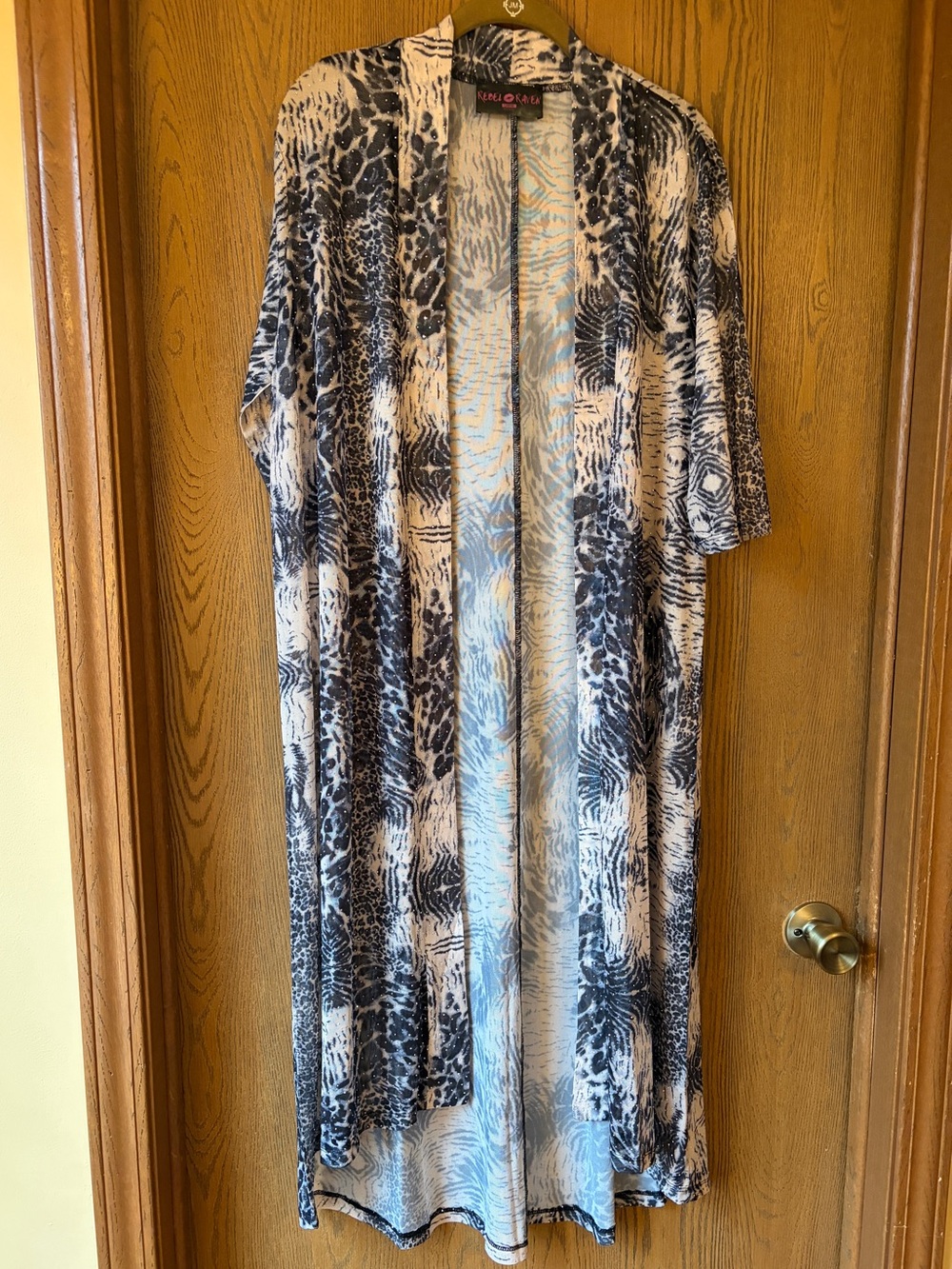 Rebel Raven Wild Whisper SS printed Mesh Open-Front Duster